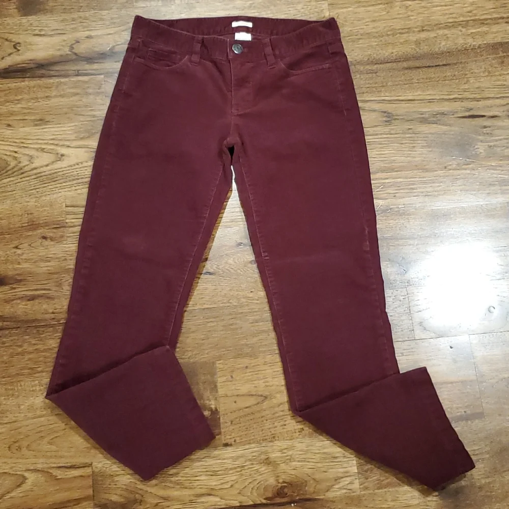Womens J. Crew Matchstick burgundy corduroy jeans size 25S